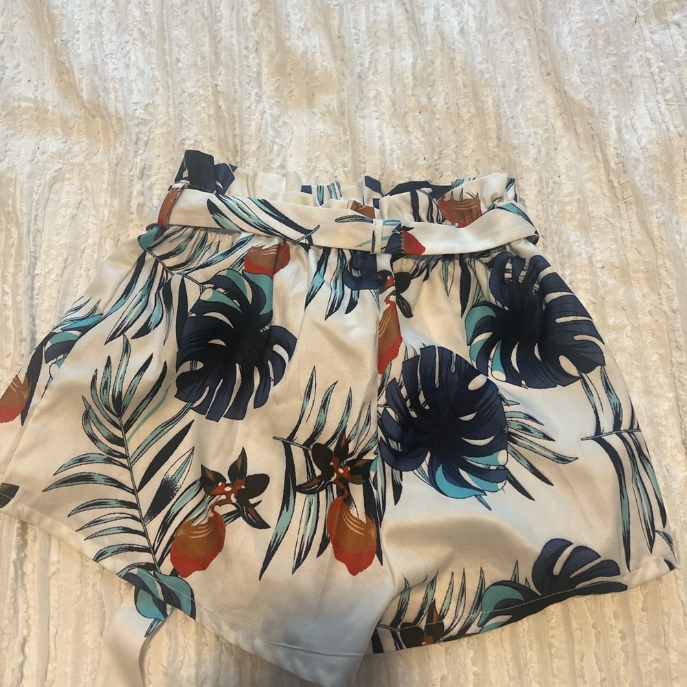 SHEIN High Waist Tropical Print Shorts - Multicolor